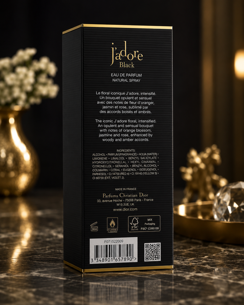 Christian Dior J'adore Black Eau De Parfum Natural Spray for Women 100ml (3.4 fl oz)