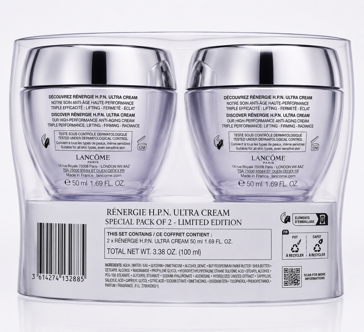 Lancôme Rénergie H.P.N. Ultra Cream Anti-Aging Face Moisturizer Special Pack of 2 – 2 x 1.69 oz (50 ml)